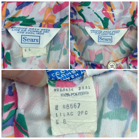 Vintage 1970s Purple Splatter Print 2-Piece Skirt Set - Picture 5 of 7